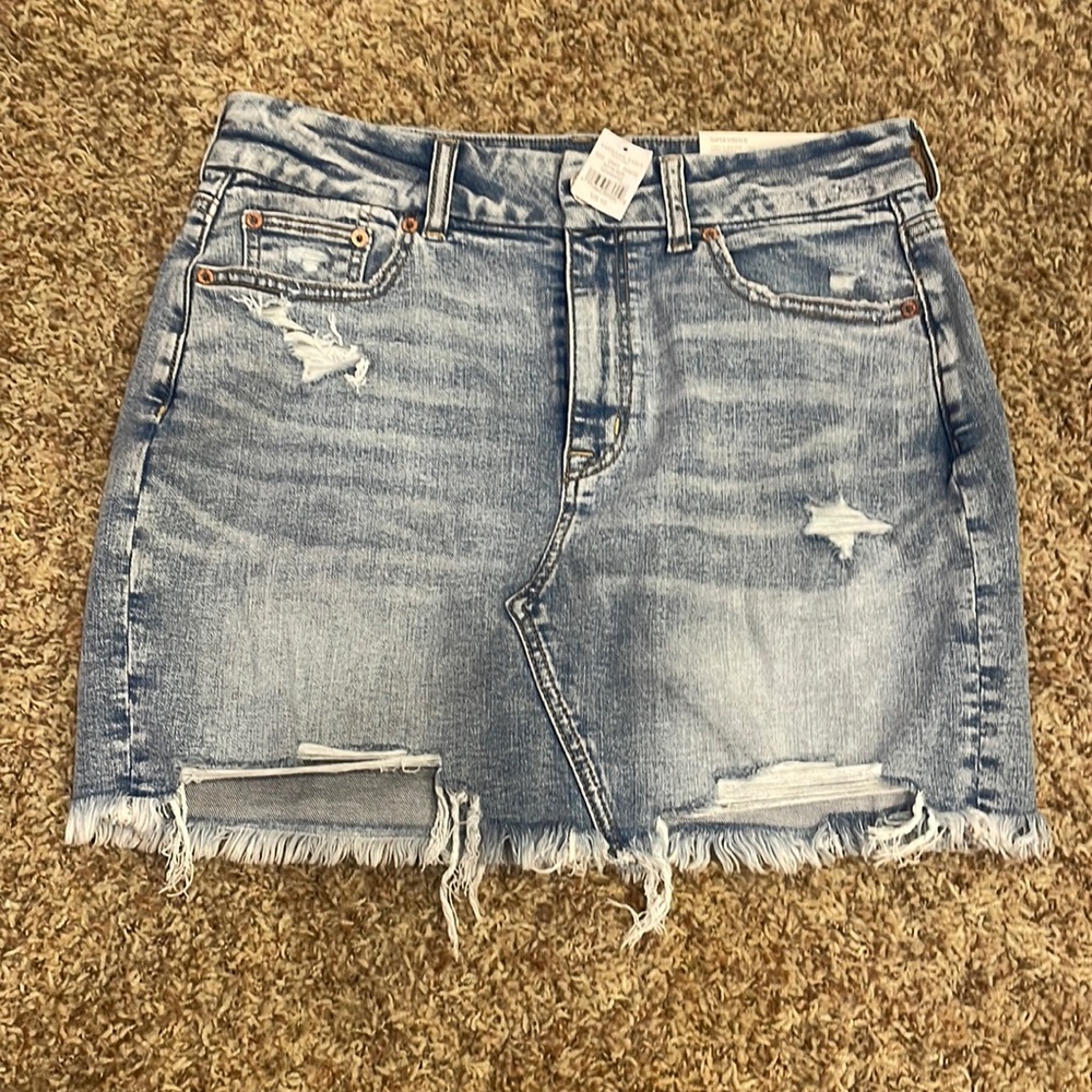 American eagle denim curvy high rise mini skirt size 10
